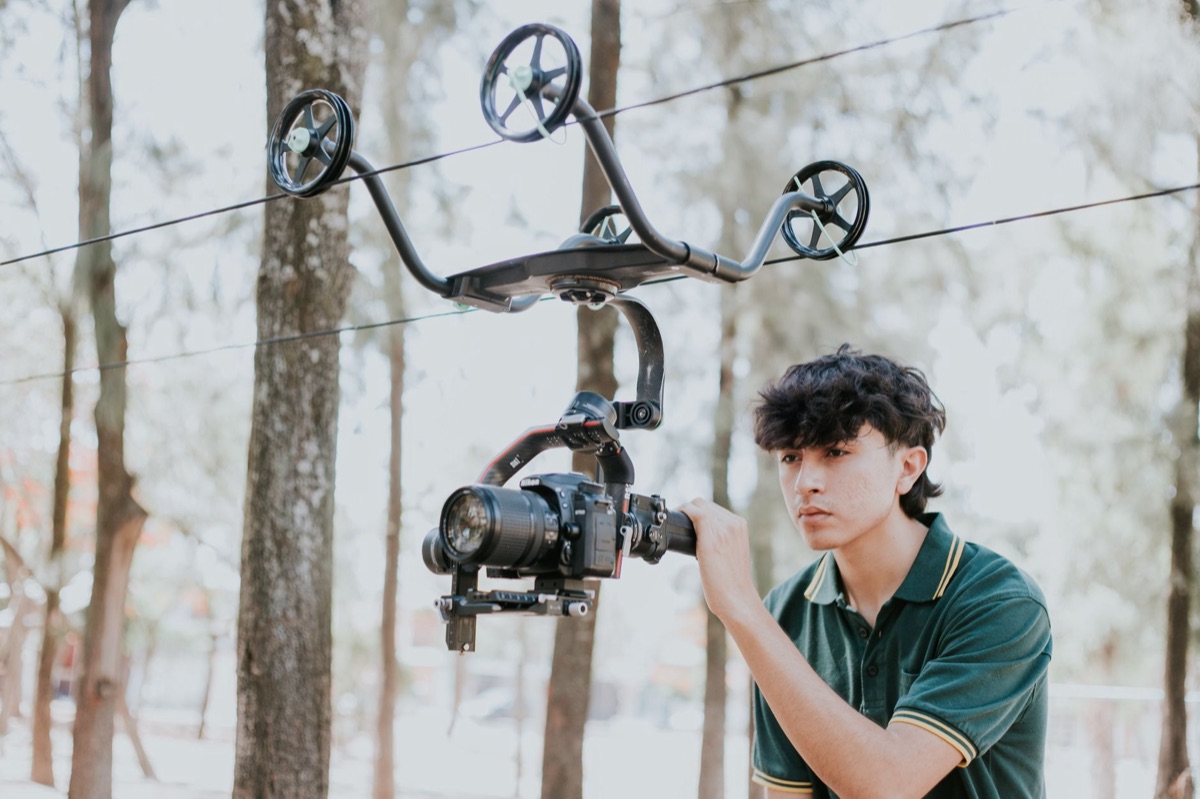 influencer filming outdoors