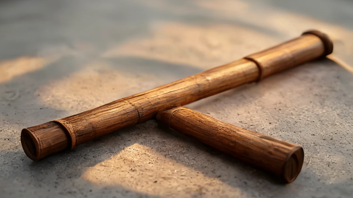 Bâton de bambou indonésien, utilisé dans les cérémonies et rituels traditionnels.