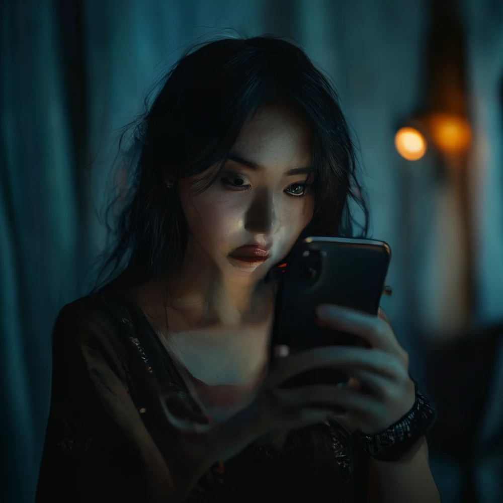 Influenceur indonésien tournant sur smartphone