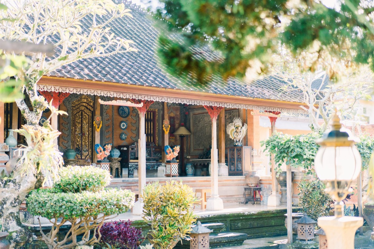 Indonesian Influencer in Front of Balinese Temple