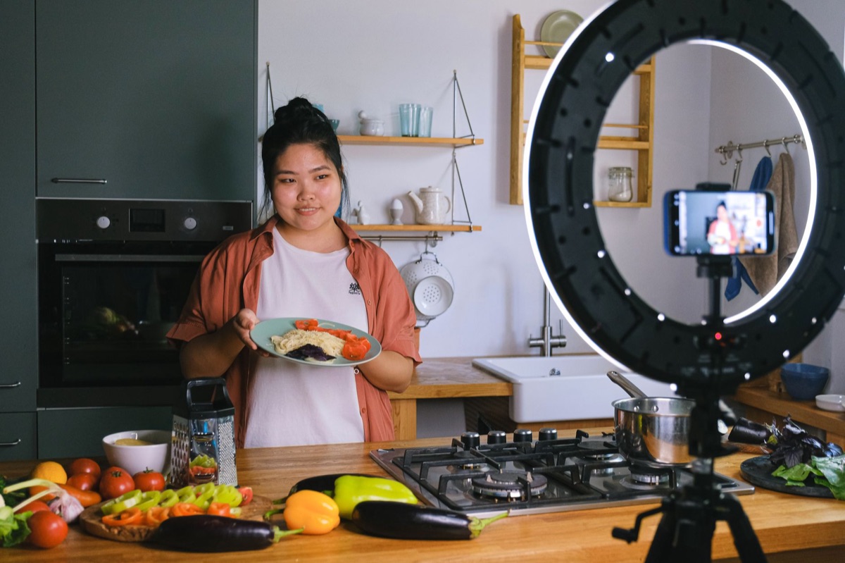 chef filming cooking content